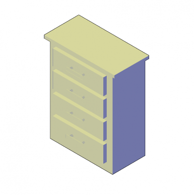 Bedside table drawers 3D DWG