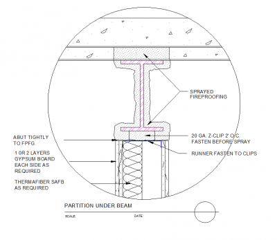 Partition under beam detail 