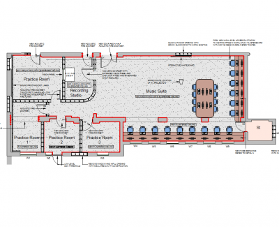 Layout della sala della musica della scuola