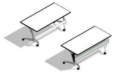 Twin desks with castors Revit family 