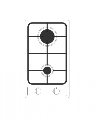 Two burner gas hob CAD block