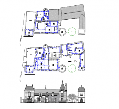 French chateau survey drawing dwg 