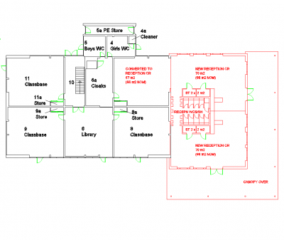First school extension plans and elevations CAD dwg drawing