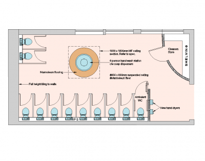 Public toilet refurbishment design dwg layout 