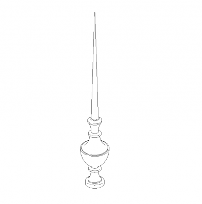 Decorative roof finial isometric DWG block 