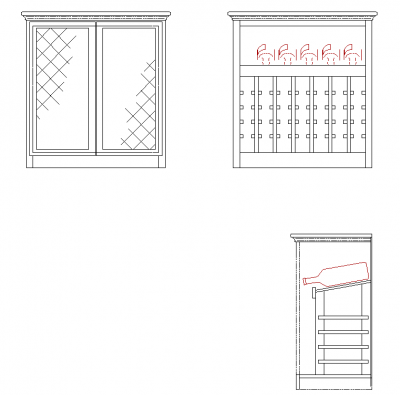 Diseño de gabinete de vinos DWG
