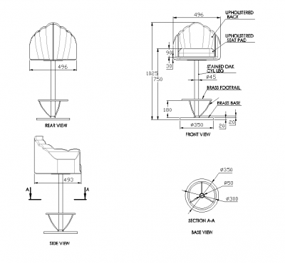 Fan back bar stool dwg