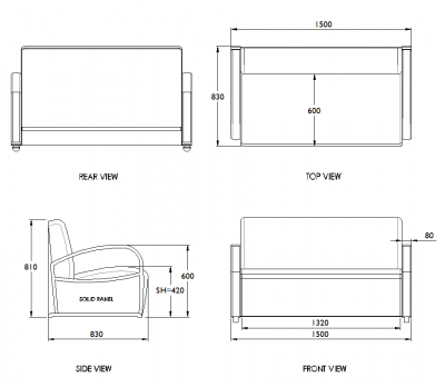 Art deco sofa dwg