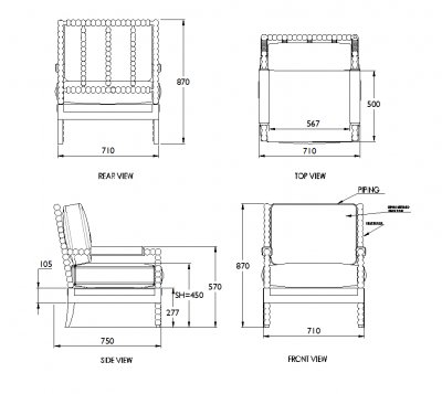 Bobbin armchair dwg