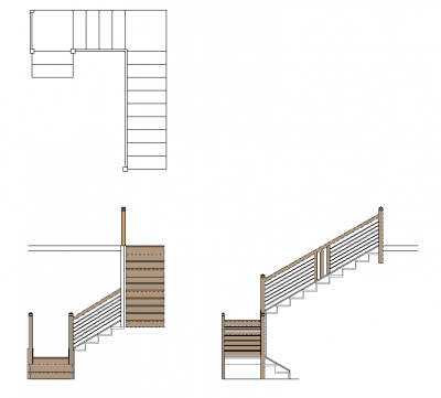 Oak dog leg staircase dwg