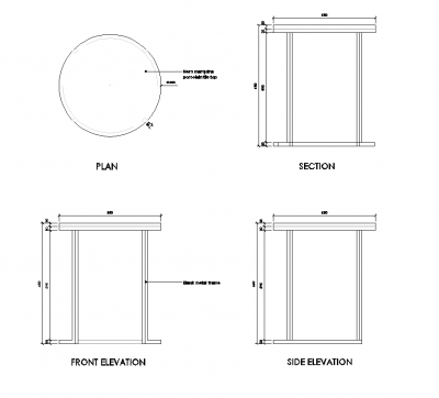Side occasional table dwg