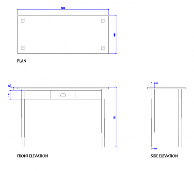 Single drawer desk DWG 