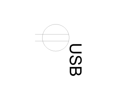 USB Outlet Symbol CAD Block. Free DWG AutoCAD Imperial drawing available to download