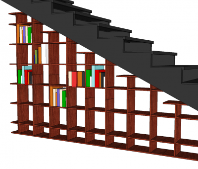 Unter Treppenbücherregal sketchup Block
