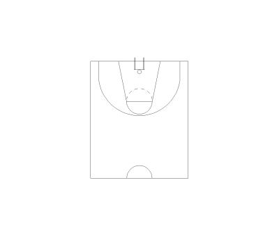 Basketball Half Court Plan View CAD Block. Free DWG AutoCAD Imperial drawing available to download
