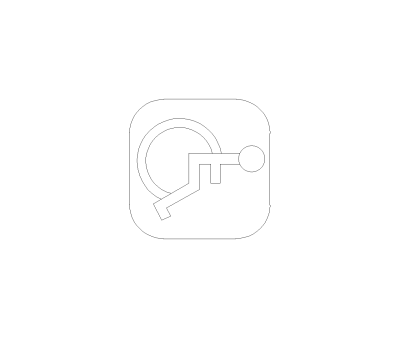 Wheelchair Static Symbol CAD Block. Free DWG AutoCAD Imperial drawing available to download