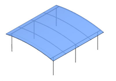 toldo de cristal arqueado familia Revit