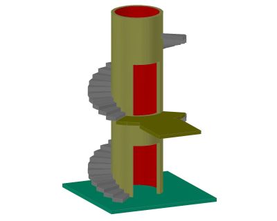 Free AutoCAD 3D Editable Drawings of Sprial Stairs Design_ 1