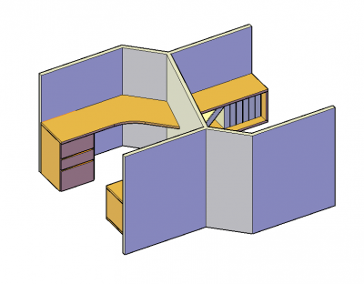 workstation cubicles 3d dwg