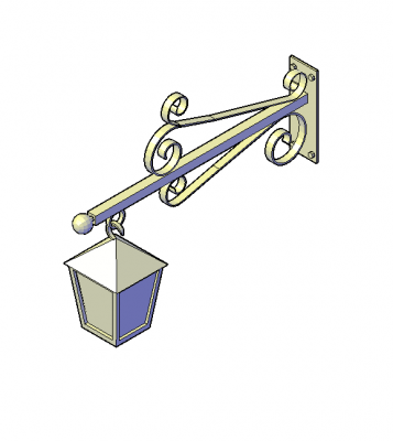 Wall lantern 3D DWG block 