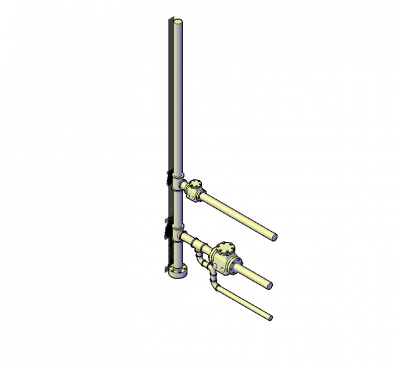 Pipelines and valves 3D DWG model 