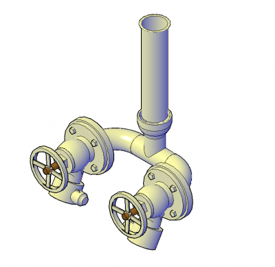 2 Way roof manifold 3D DWG block 