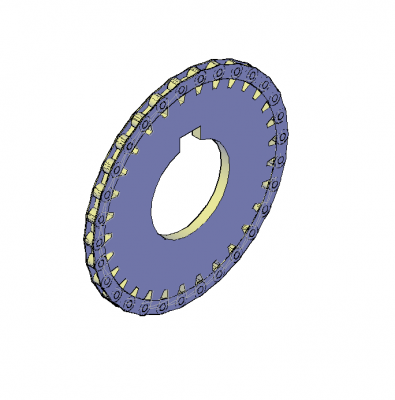Single sprocket with chain 3D DWG block