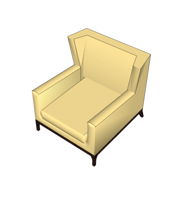 Wing back armchair sketchup block 