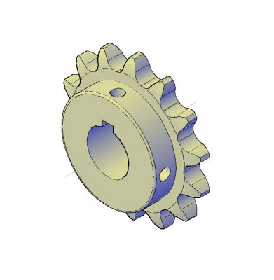 14 teeth sprocket 3D DWG model 