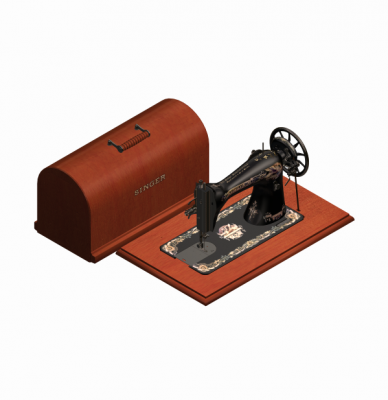 Modello 3D Max della macchina da cucire Singer