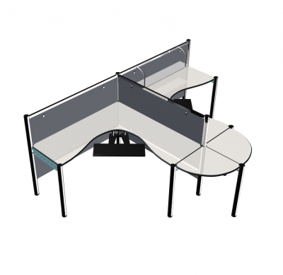3DS Max Office desk with partitions model