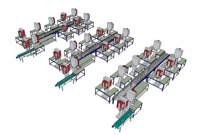 Modelos de línea de montaje de almacén Sketchup