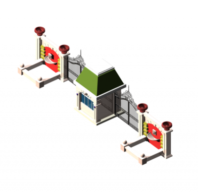 Security wall and gates Max model
