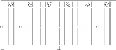 978mm Height Curvy Wood Railing Front Elevation dwg Drawing