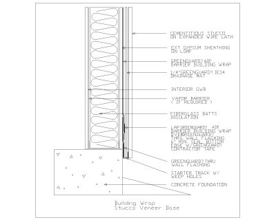 Free AutoCAD 2D Editable Drawings for Building Wrap Stucco Veneer Base
