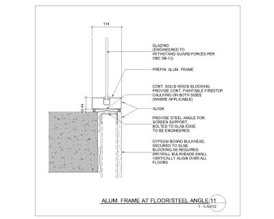Free AutoCAD Drawing of Aluminum Frame at Floor Steel Angle