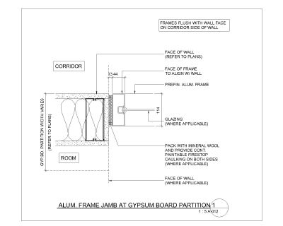 Free AutoCAD drawing of Aluminum Frame Jamb at Gypsum Board Partition