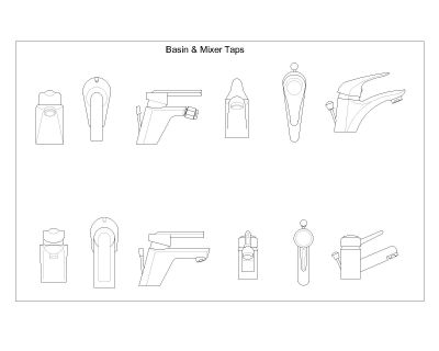 Free AutoCAD Drawings for Basin & mixer Taps 001