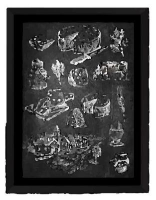 cakes and cheese framed art dwg drawing