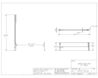 Free 2D Drawing of Cantilever Single Gate Option-6