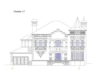 Free AutoCAD 2D Drawings for Castle Design Architectural Elevation - 3