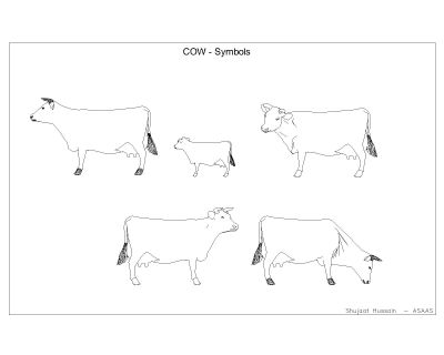 Free Drawing of Cow Symbols-2 for AutoCAD