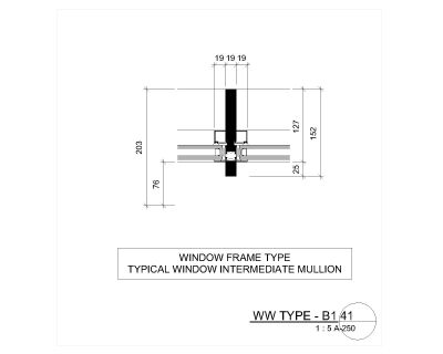Free AutoCAD 2D Editable Drawings for Curtain Wall and Window Schedule Type B-1