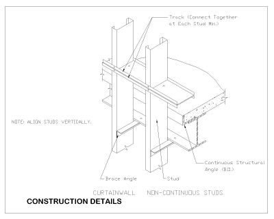 Free AutoCAD 2D dawings for Curtain Wall Bridging & Bracing with Technical Details - 26