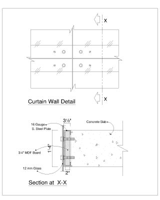 Free AutoCAD 2D editable dawings for Curtain Wall Detail - 2