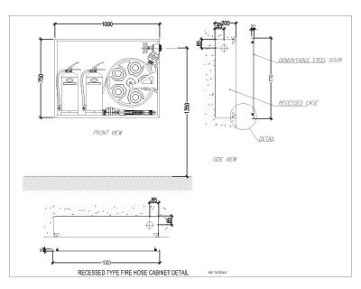 Free AutoCAD 2D Editable Drawings for Fire Fighting Fire Hose Cabinet Detail