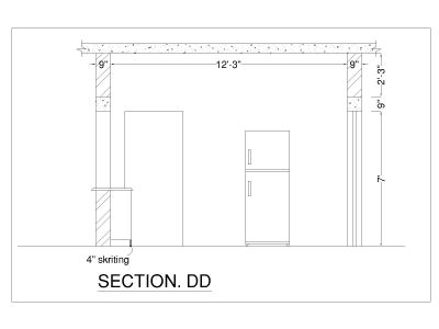 Free AutoCAD 2D Drawings for First Floor Kitchen Section_ DD