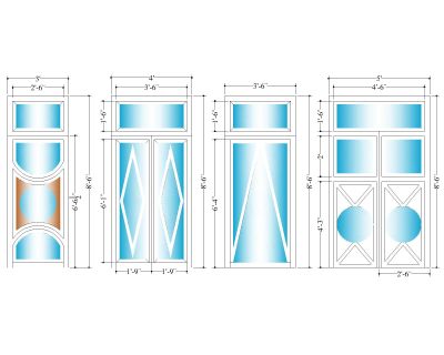 Glass Door Symbols with Imperial Unit CAD Block – DWG AutoCAD Editable Drawing (Free Download)