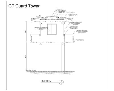 Free AutoCAD Drawing of GUARD TOWER _ Section - 2