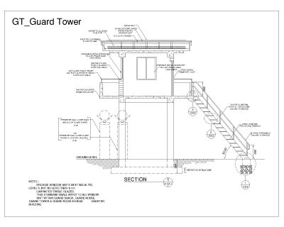 Free AutoCAD Drawing of Guard Tower Side Views & Detailed